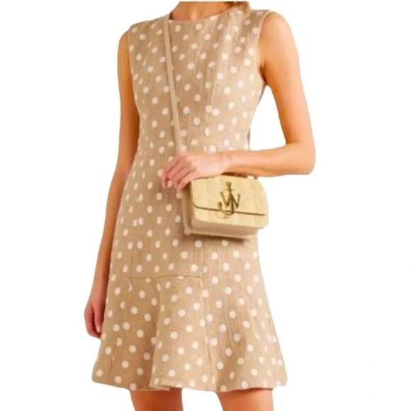 J.CREW MARCY POLKA-DOT EMBROIDERED TWEED MINI DRESS IN CAMEL Size 8 NWOT - Picture 7 of 13